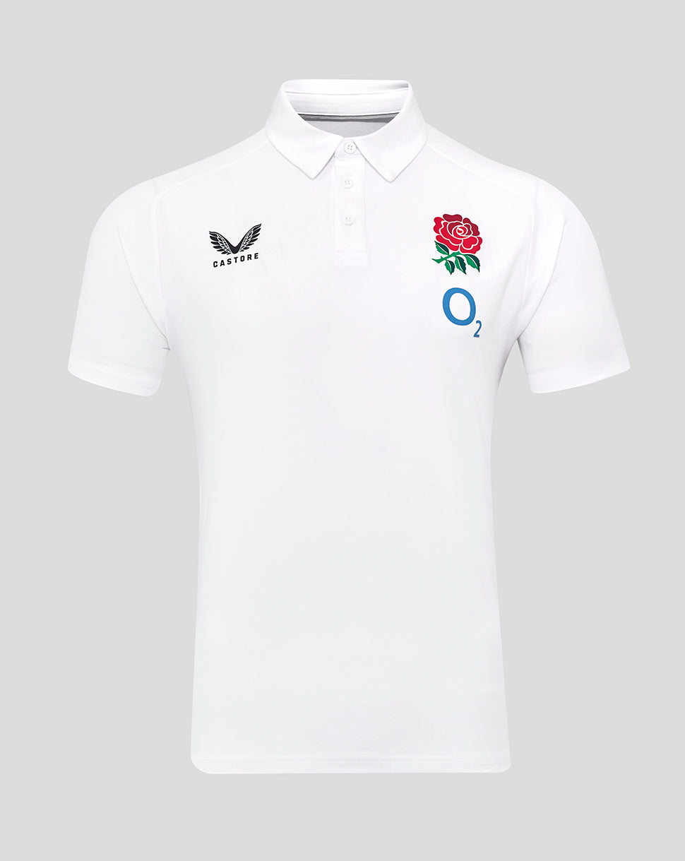 Men's England Rugby 25/26 Travel Short Sleeve Polo - Brilliant White - Brilliant White
