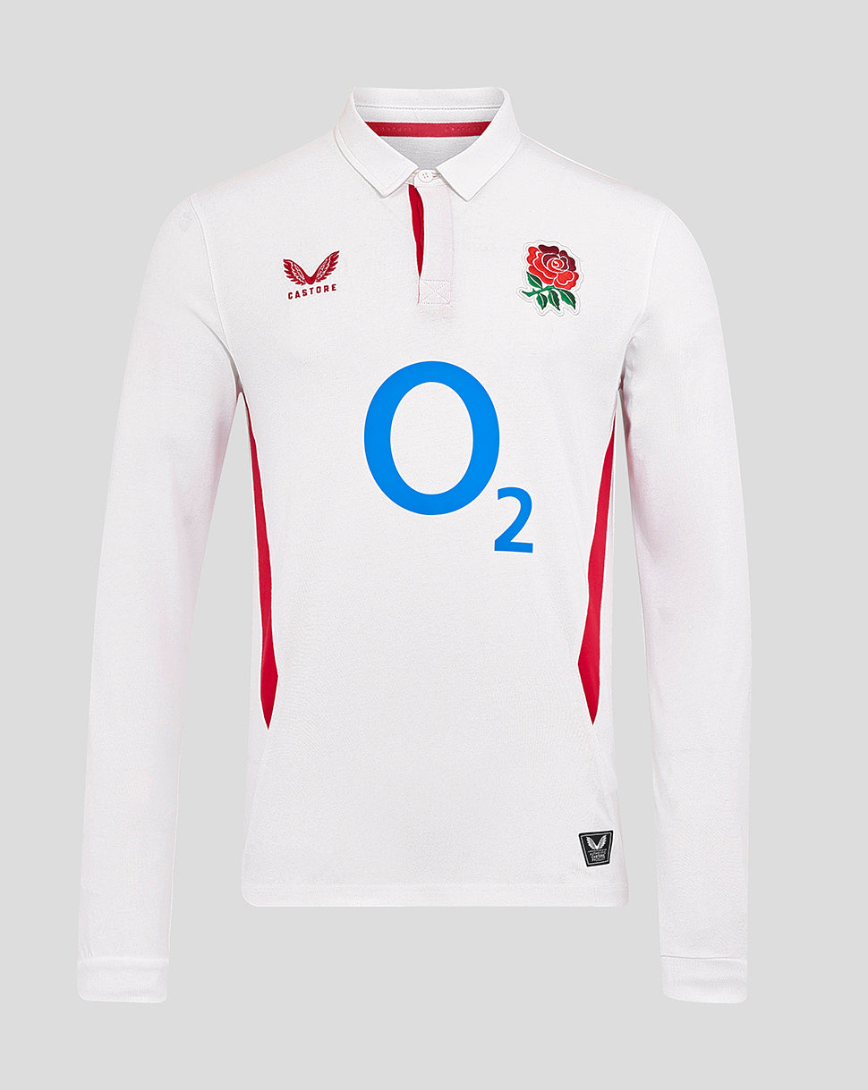 Men’s England Rugby 25/26 Home Classic Long Sleeve Shirt – Brilliant White - Brilliant White/Lipstick Red