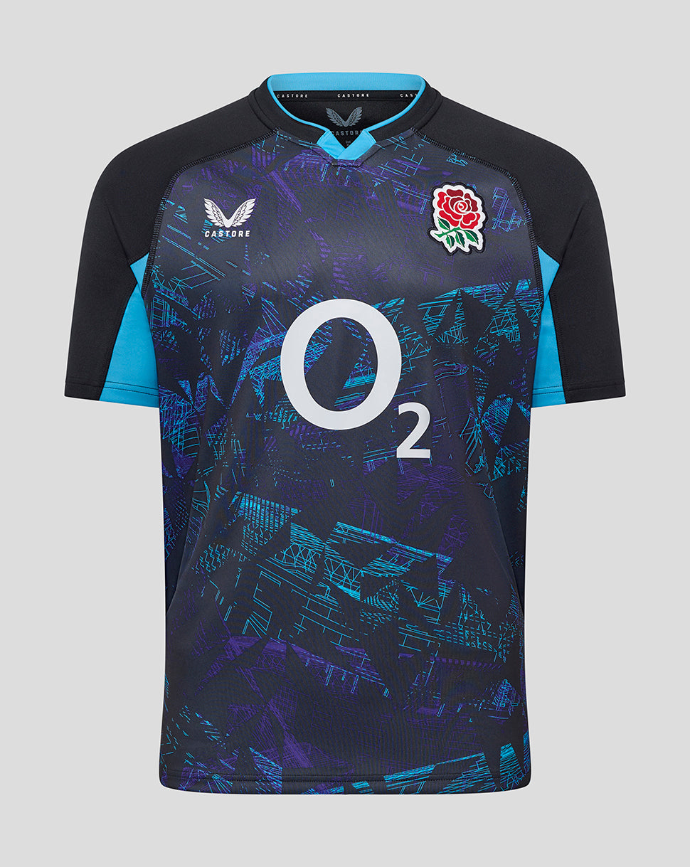 Herren England Rugby Replica Alternativ-Kurzarm-Trikot – Caviar - Caviar/Swim Cap