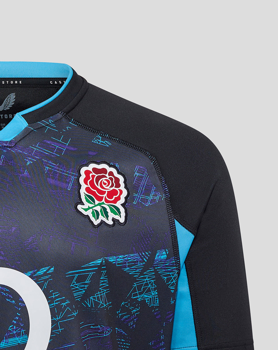 Herren England Rugby Replica Alternativ-Kurzarm-Trikot – Caviar - Caviar/Swim Cap