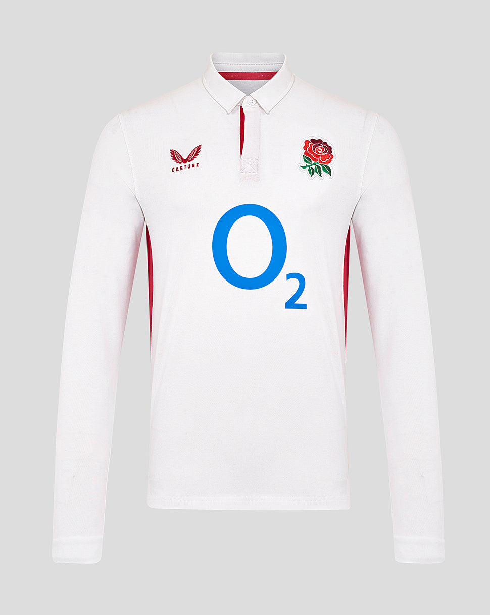 Camiseta de manga larga England Rugby Rojo Roses Home Classic de hombre – Blanco - Blanco