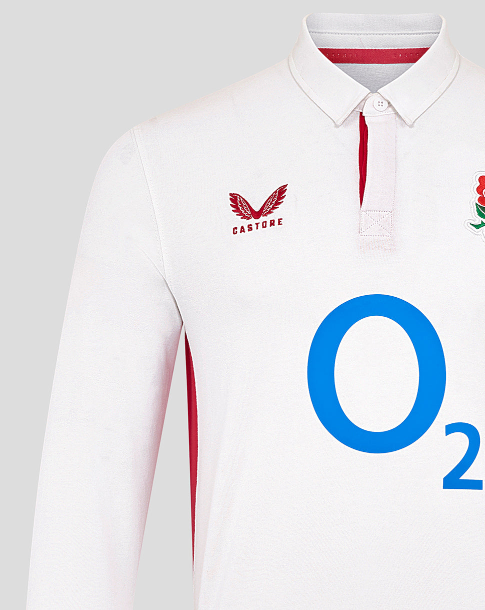 Camiseta de manga larga England Rugby Rojo Roses Home Classic de hombre – Blanco - Blanco