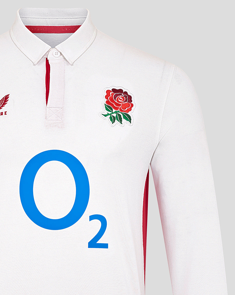 Camiseta de manga larga England Rugby Rojo Roses Home Classic de hombre – Blanco - Blanco