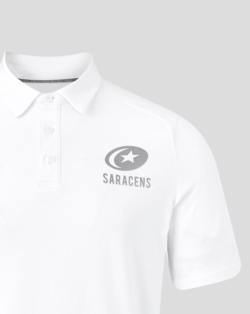 Saracens Men's 25/26 Travel Short Sleeve Polo - White