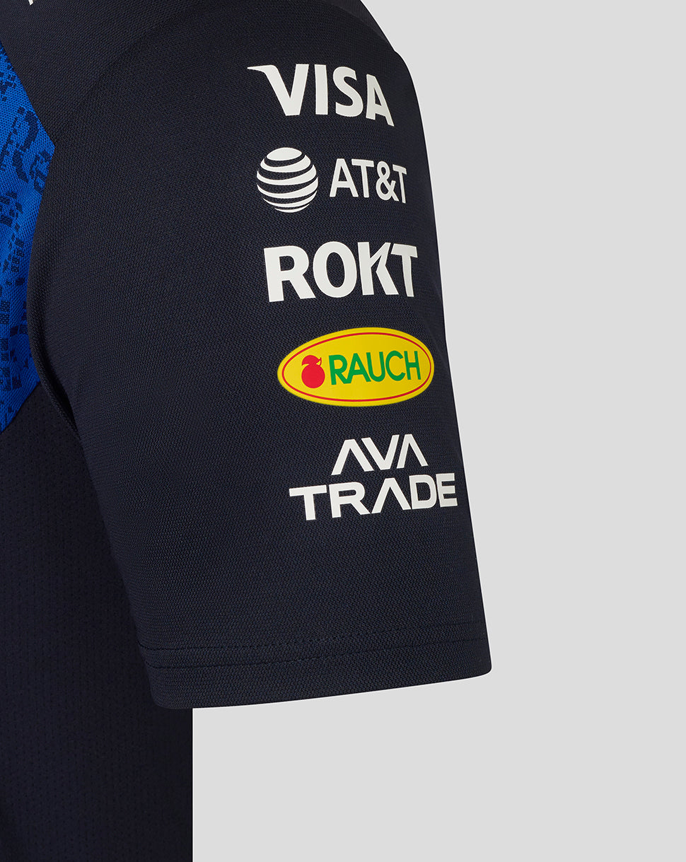 Black sleeve with logos of Visa, AT&T, ROKT, Rauch, and AVA Trade on a gray background