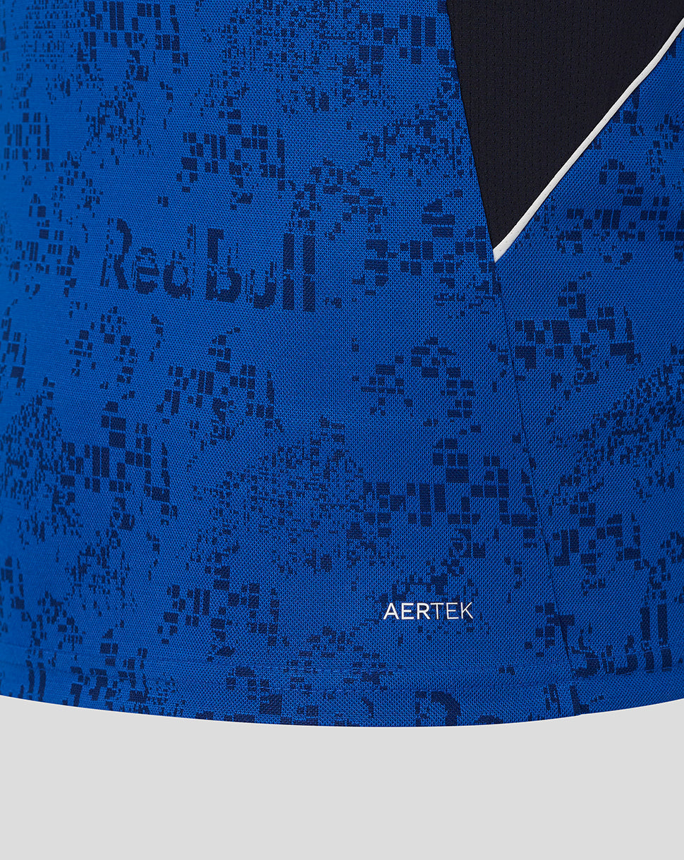 Blue athletic shirt with Red Bull and Aertek branding on a white background