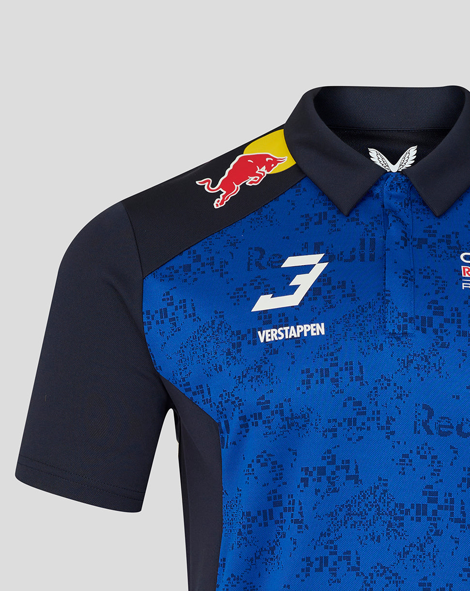 Oracle Red Bull Racing Herren Poloshirt Driver Max Verstappen – Nachthimmel / Surf the Web - Night Sky/Surf The Web