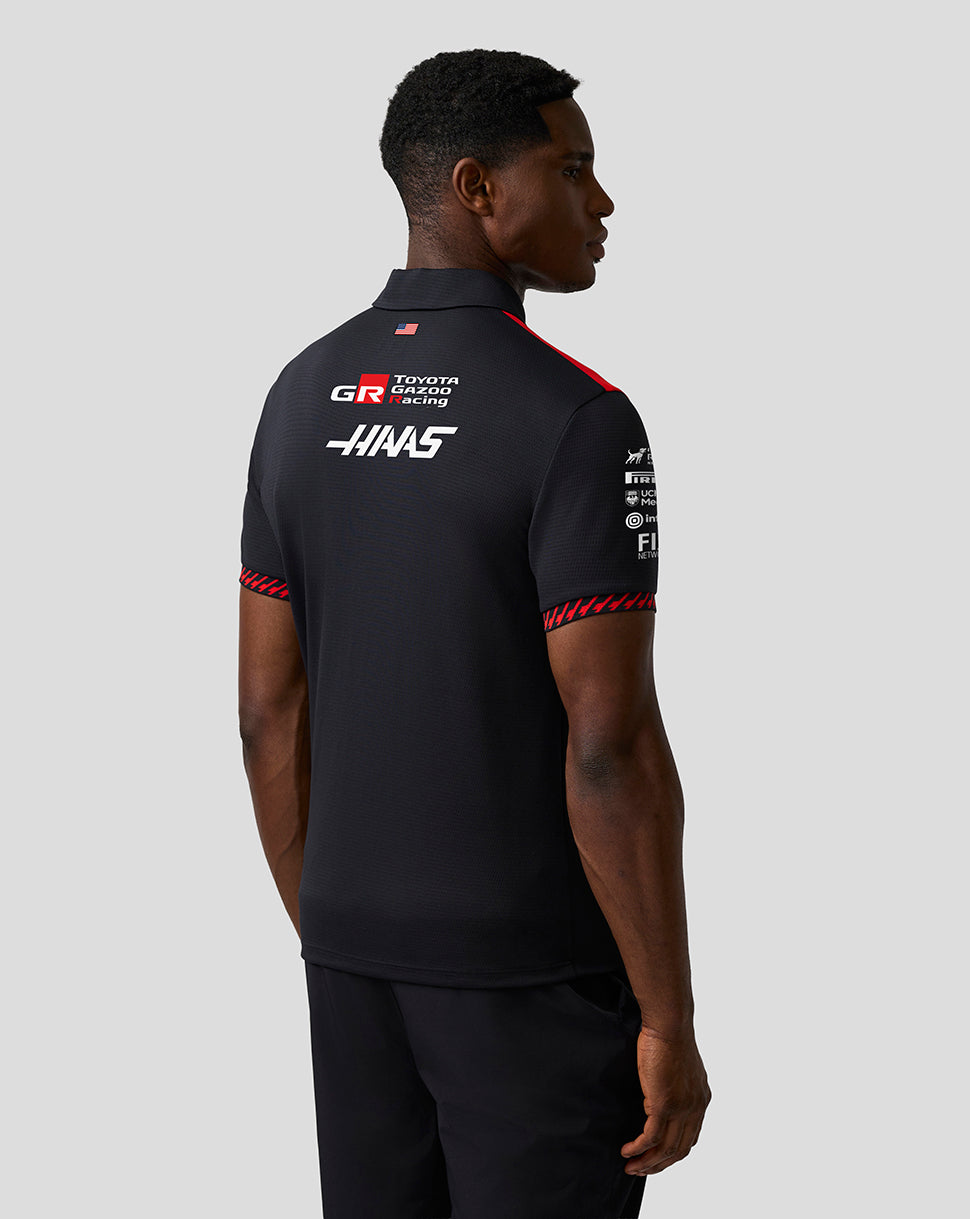Official Haas Team Herren Kurzarm-Poloshirt - Caviar/Flame Scarlet