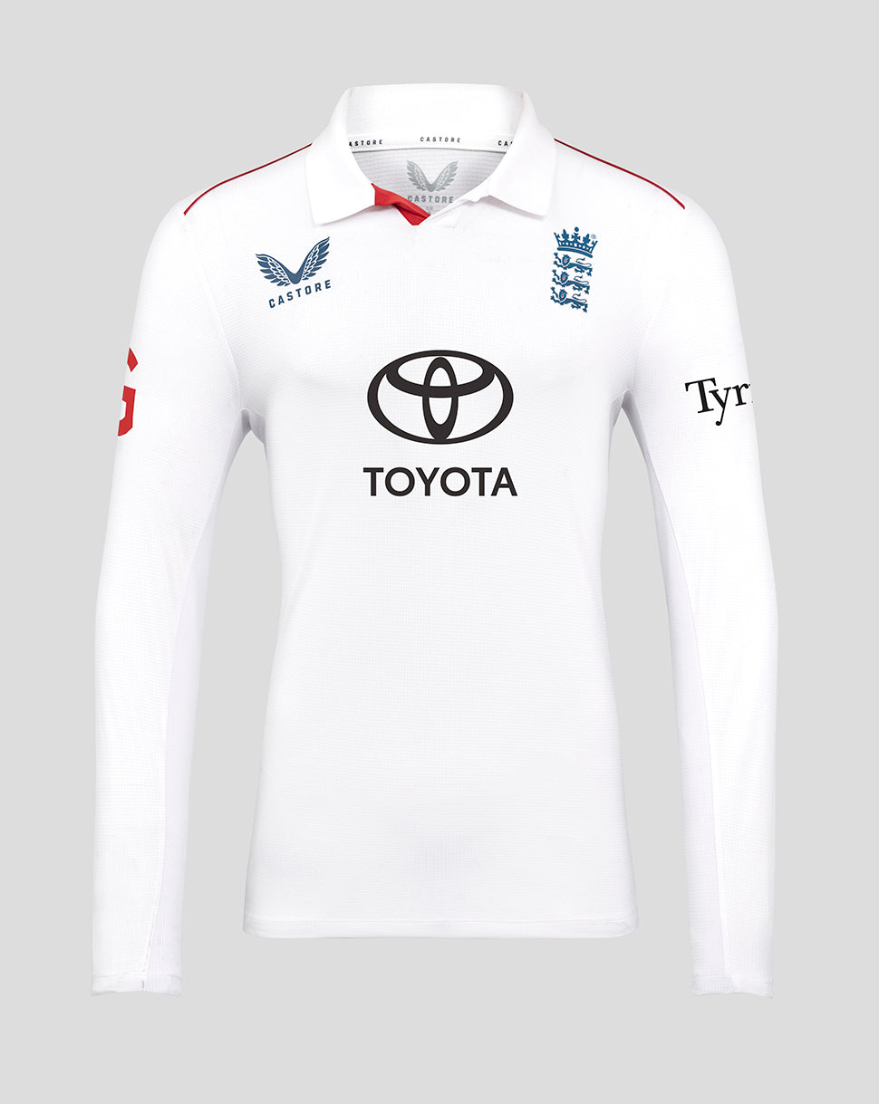 England Cricket Men's 26/27 Test Pro Long Sleeve Shirt - White