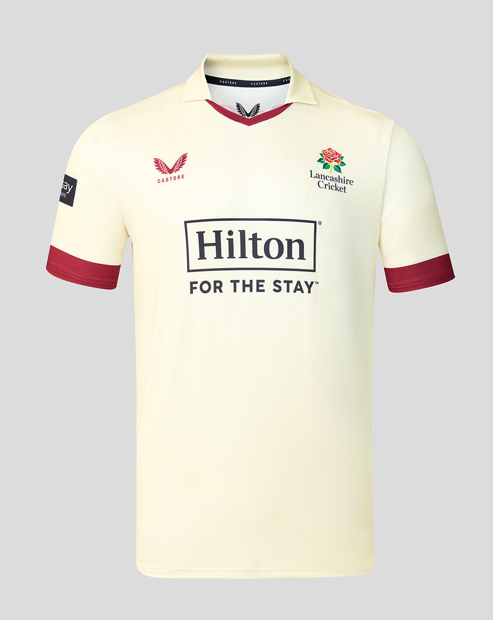 Camiseta de manga corta Lancashire Cricket 26/27 County Champs de hombre – Crema - Cannoli Cream