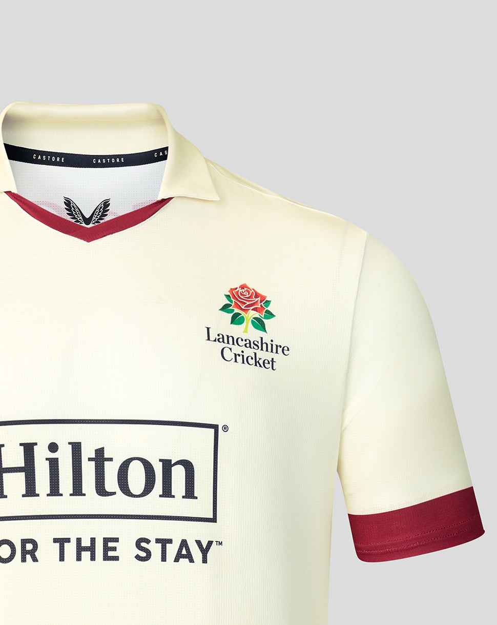 Lancashire Cricket Men's 26/27 County Champs Short Sleeve Jersey - Cream