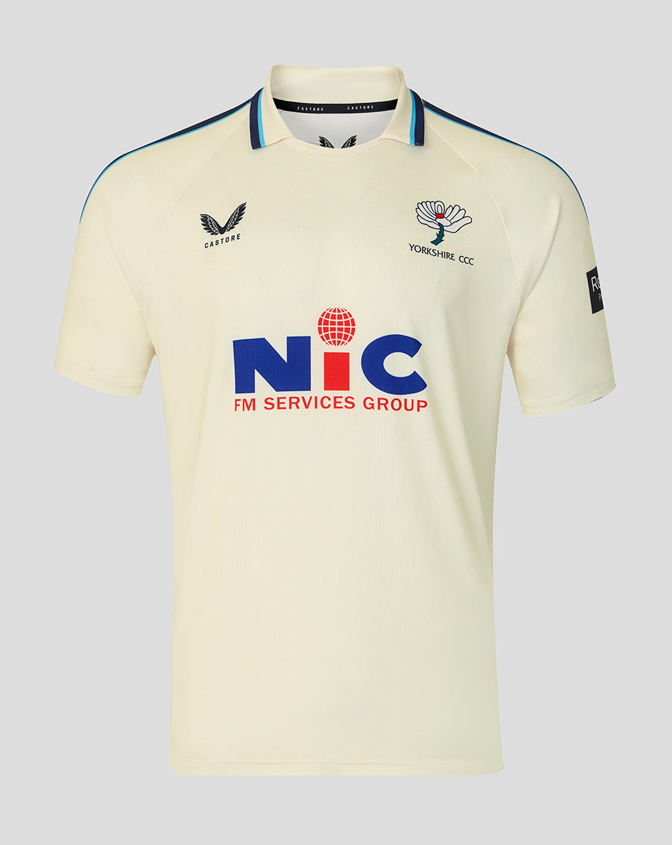 Yorkshire Cricket Men's 26/27 County Champs Short Sleeve Jersey - Cream
