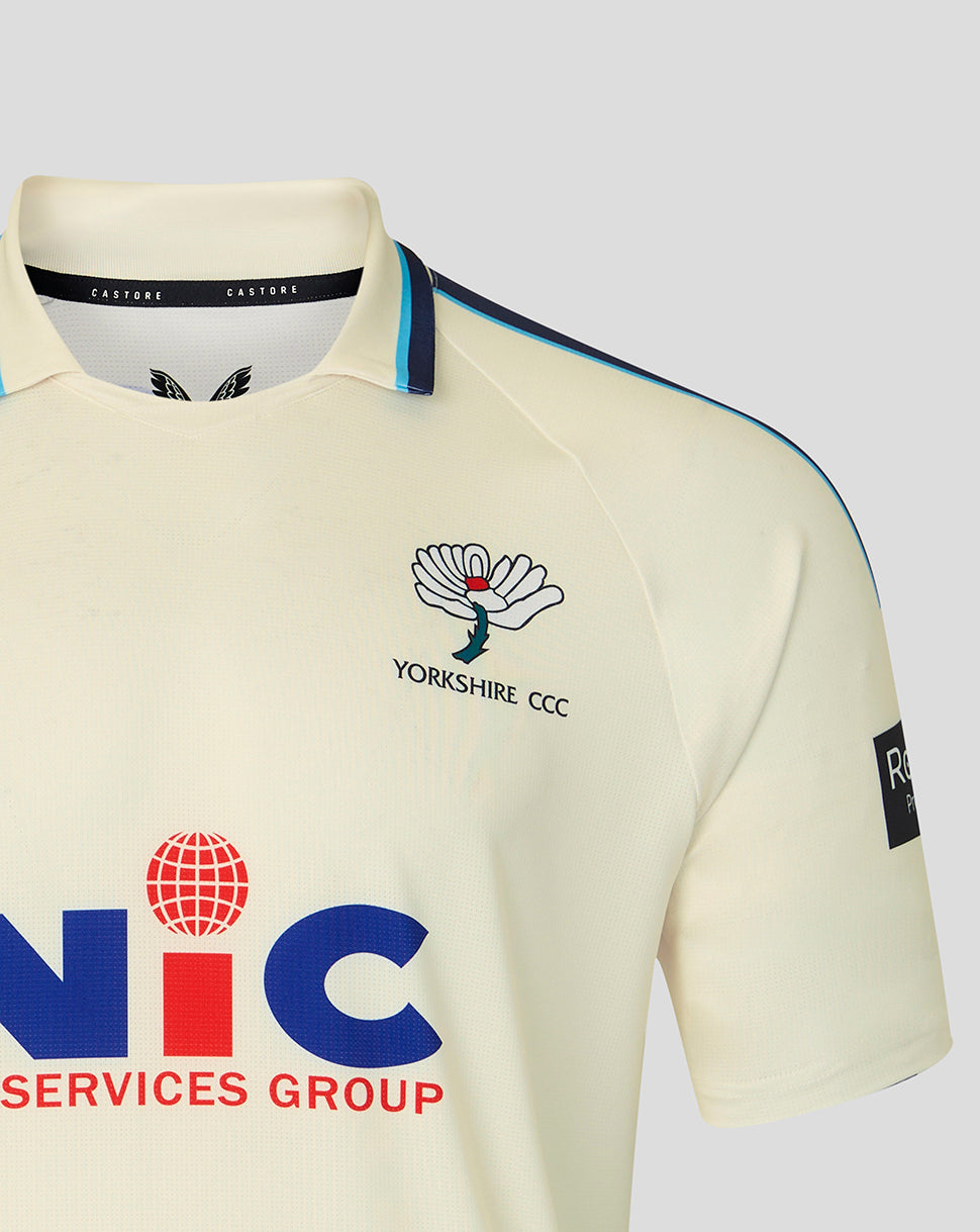 Yorkshire Cricket Men's 26/27 County Champs Short Sleeve Jersey - Cream - Cannoli Cream