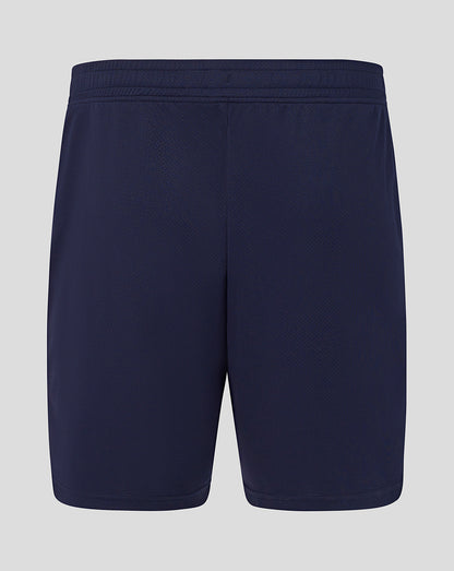 Navy blue shorts on a light gray background