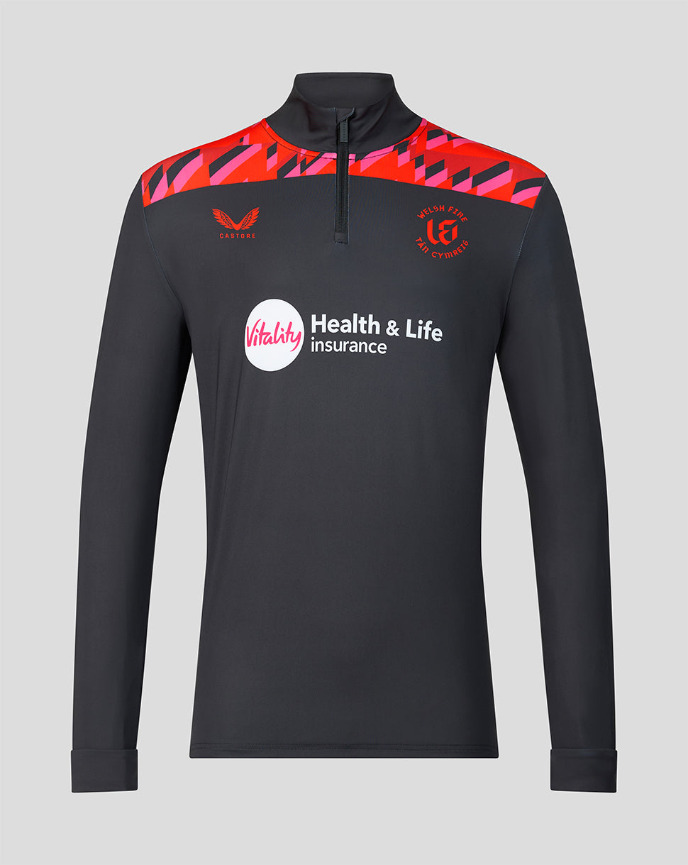 Welsh Fire The Hundred Herren-Performance-Shirt mit Viertelreissverschluss 2026 - Rot