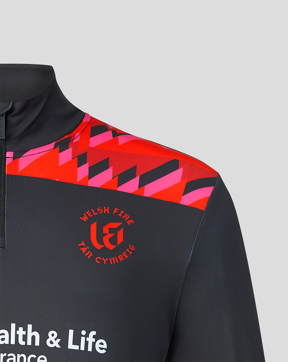 Welsh Fire The Hundred Herren-Performance-Shirt mit Viertelreissverschluss 2026 - Rot