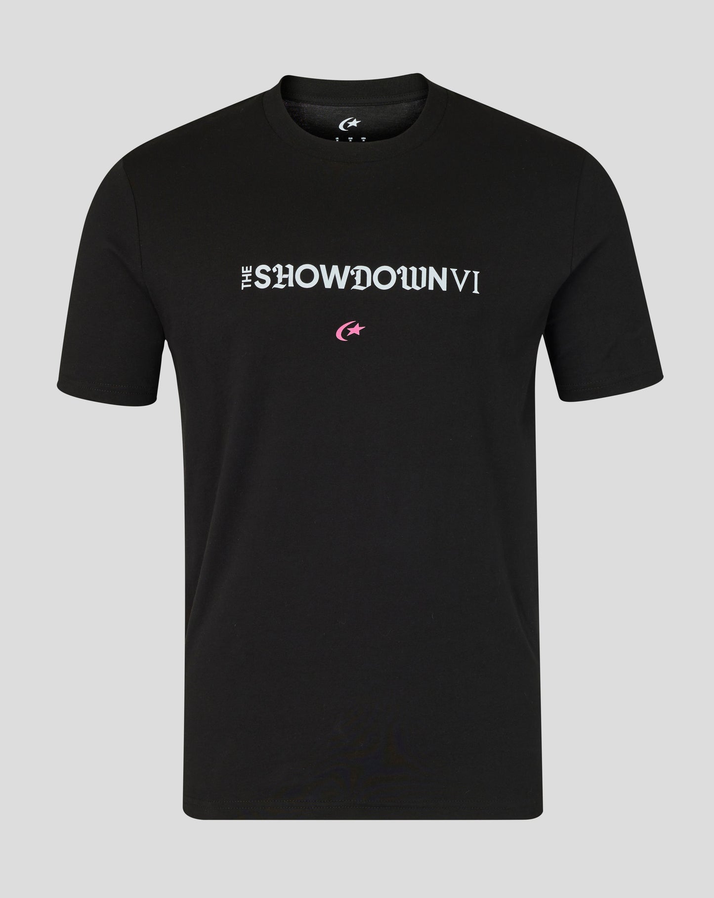 Black t-shirt with 'The Showdown VI' text on a gray background