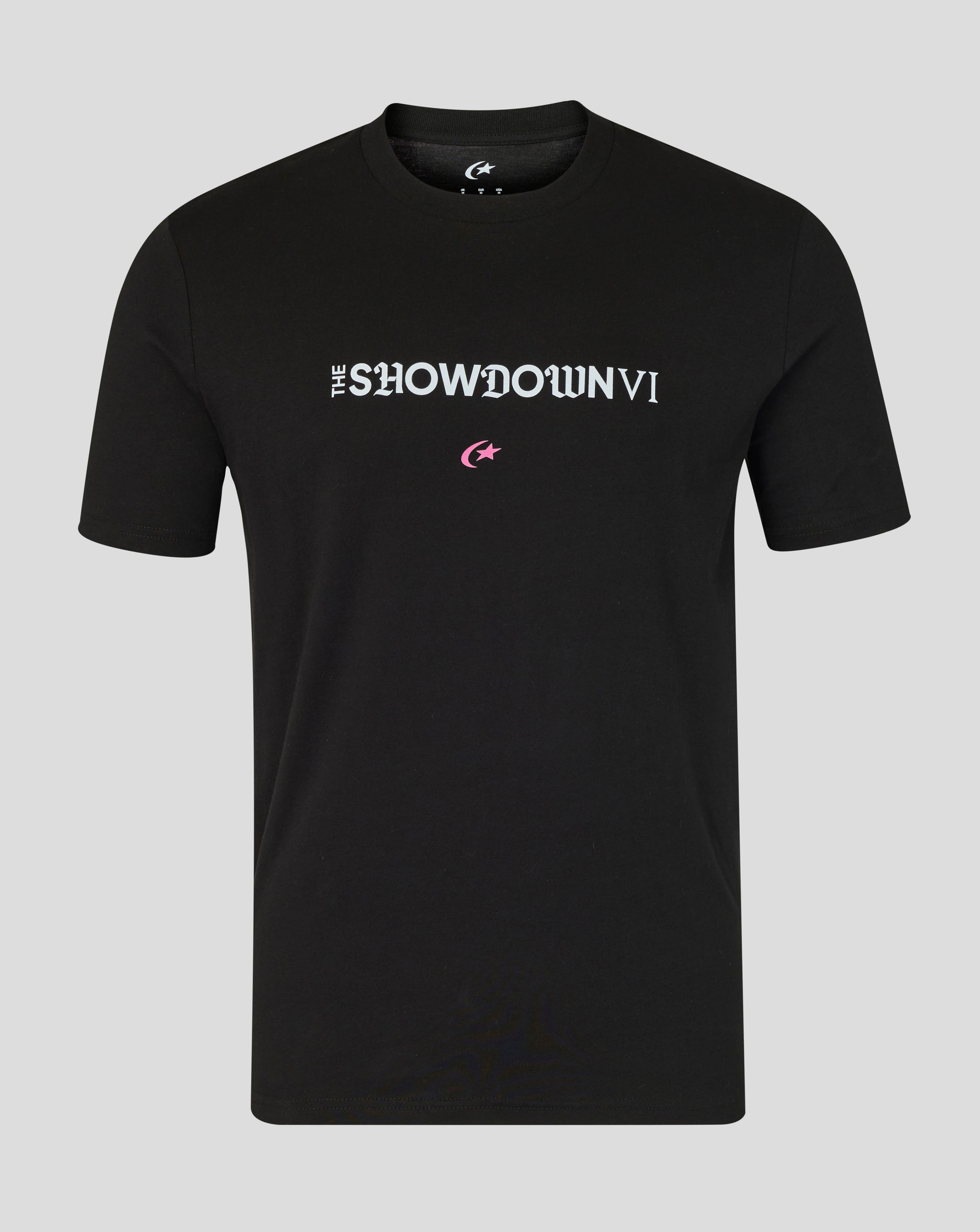 Black t-shirt with 'The Showdown VI' text on a gray background