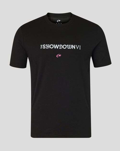 Black t-shirt with 'The Showdown VI' text on a gray background