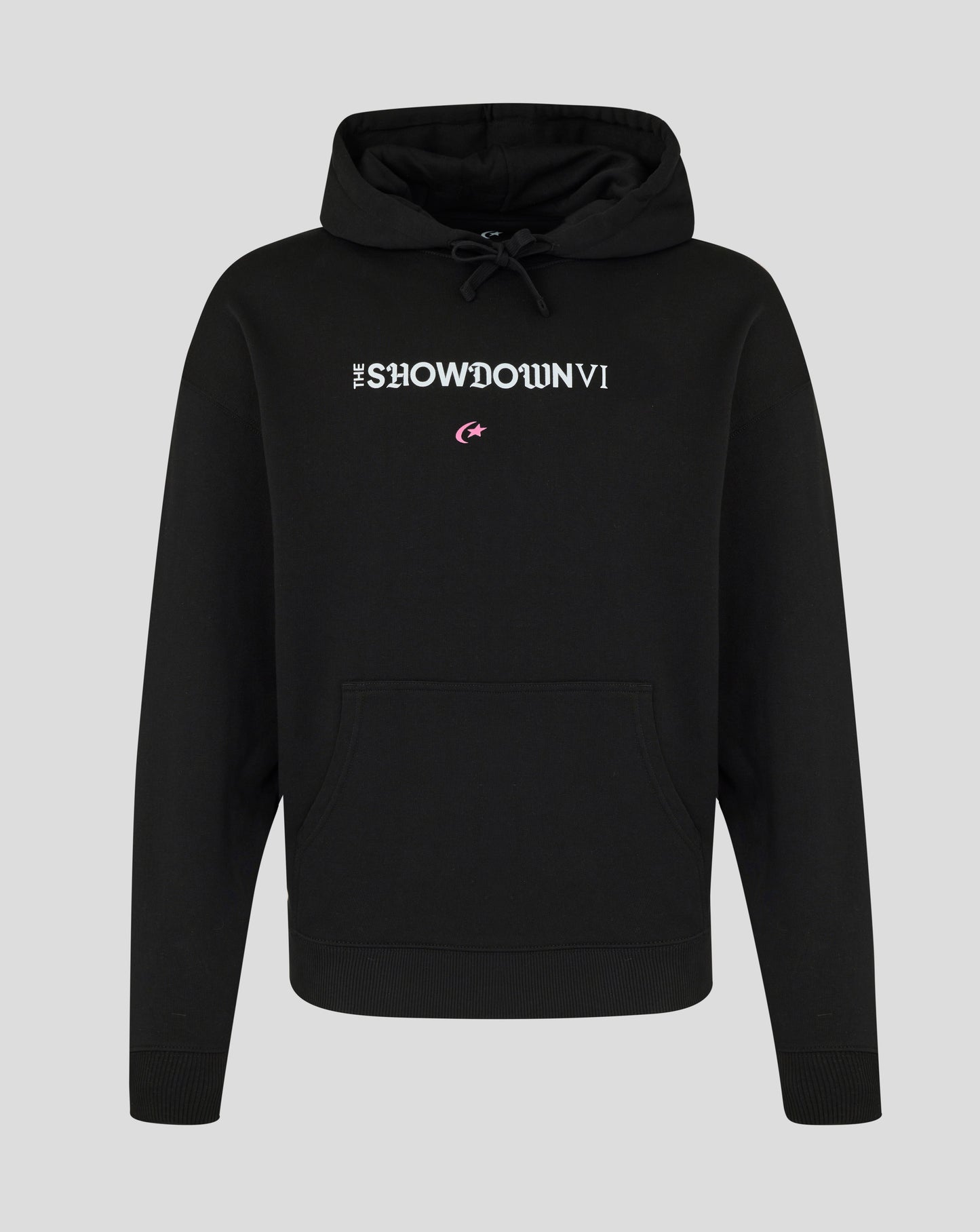 Black hoodie with text on a gray background