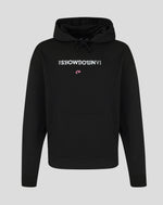Black hoodie with text on a gray background