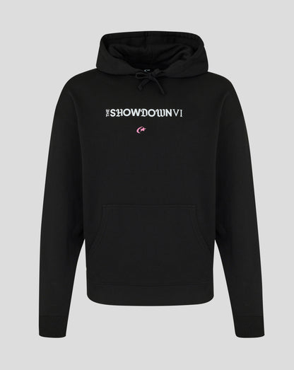 Black hoodie with text on a gray background