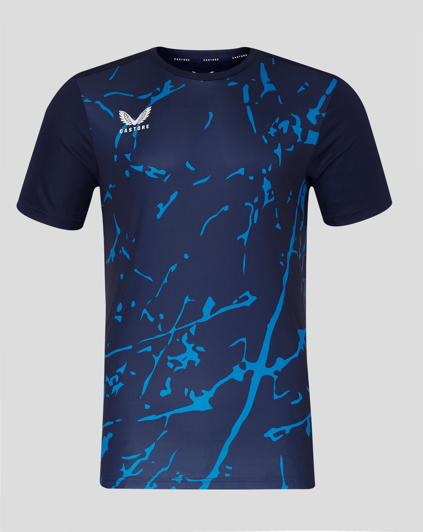 Short Sleeve Marble Printed T-Shirt - Peacoat