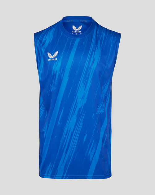 Brushstroke Print Mens Singlet- 5 - Surf The Web / Victoria Blue