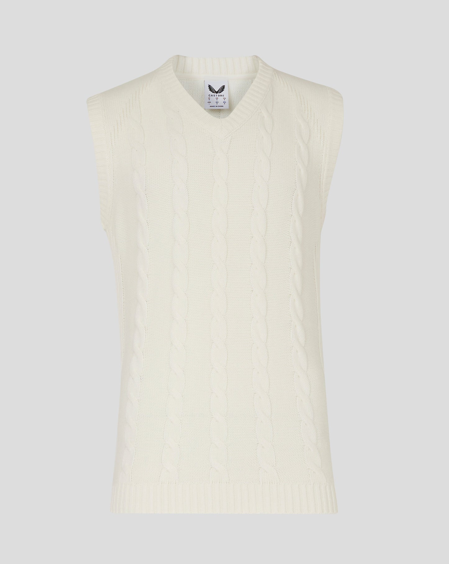 Mens Cricket Sleeveless Knitted Jumper - Cannoli Cream
