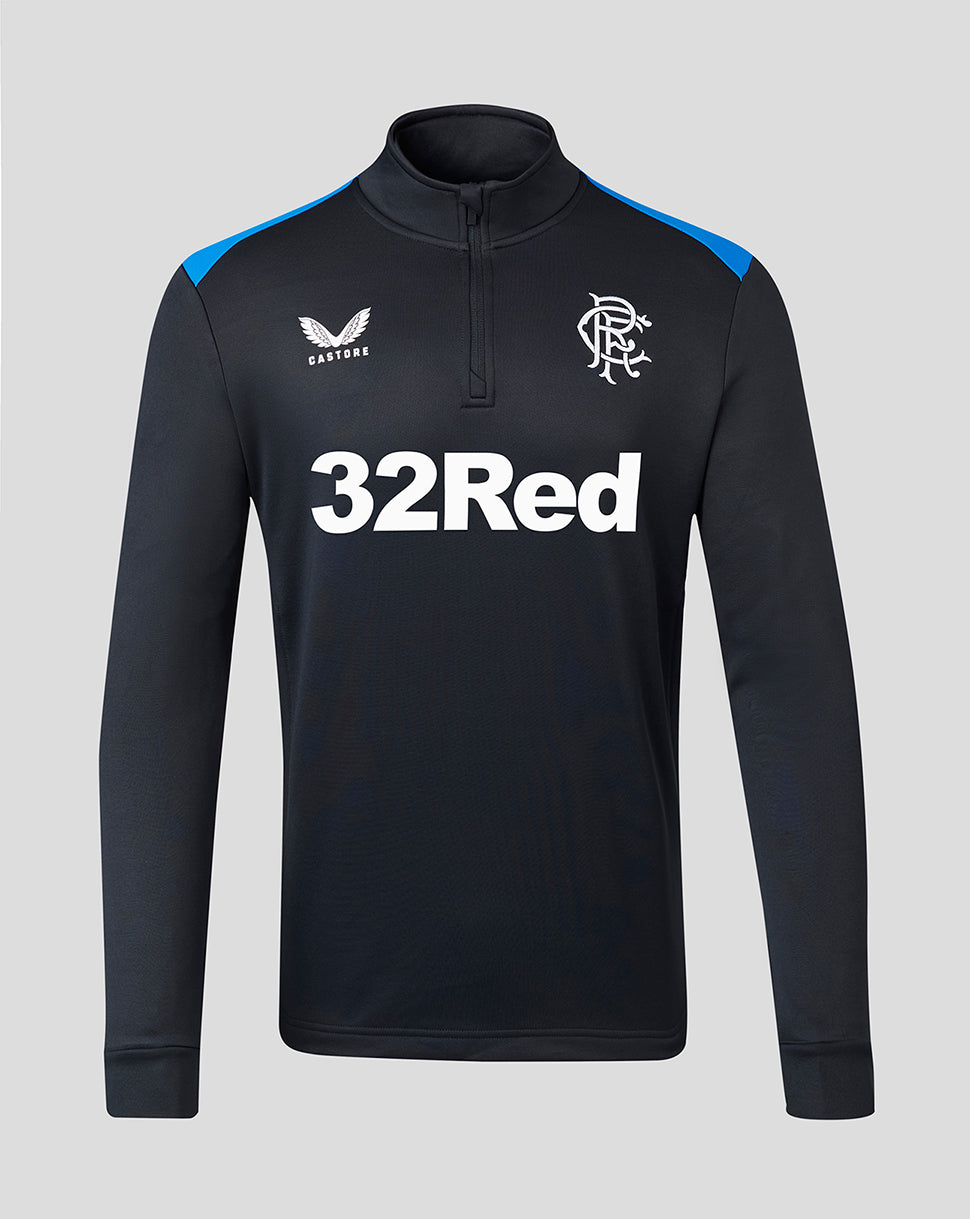 Mens 23/24 Matchday Training Fleece 1/4 Zip Midlayer - Black/Blue - Black/Blue