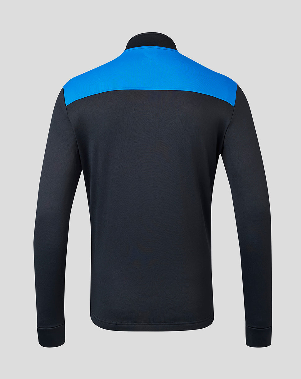 Mens 23/24 Matchday Training Fleece 1/4 Zip Midlayer - Black/Blue - Black/Blue