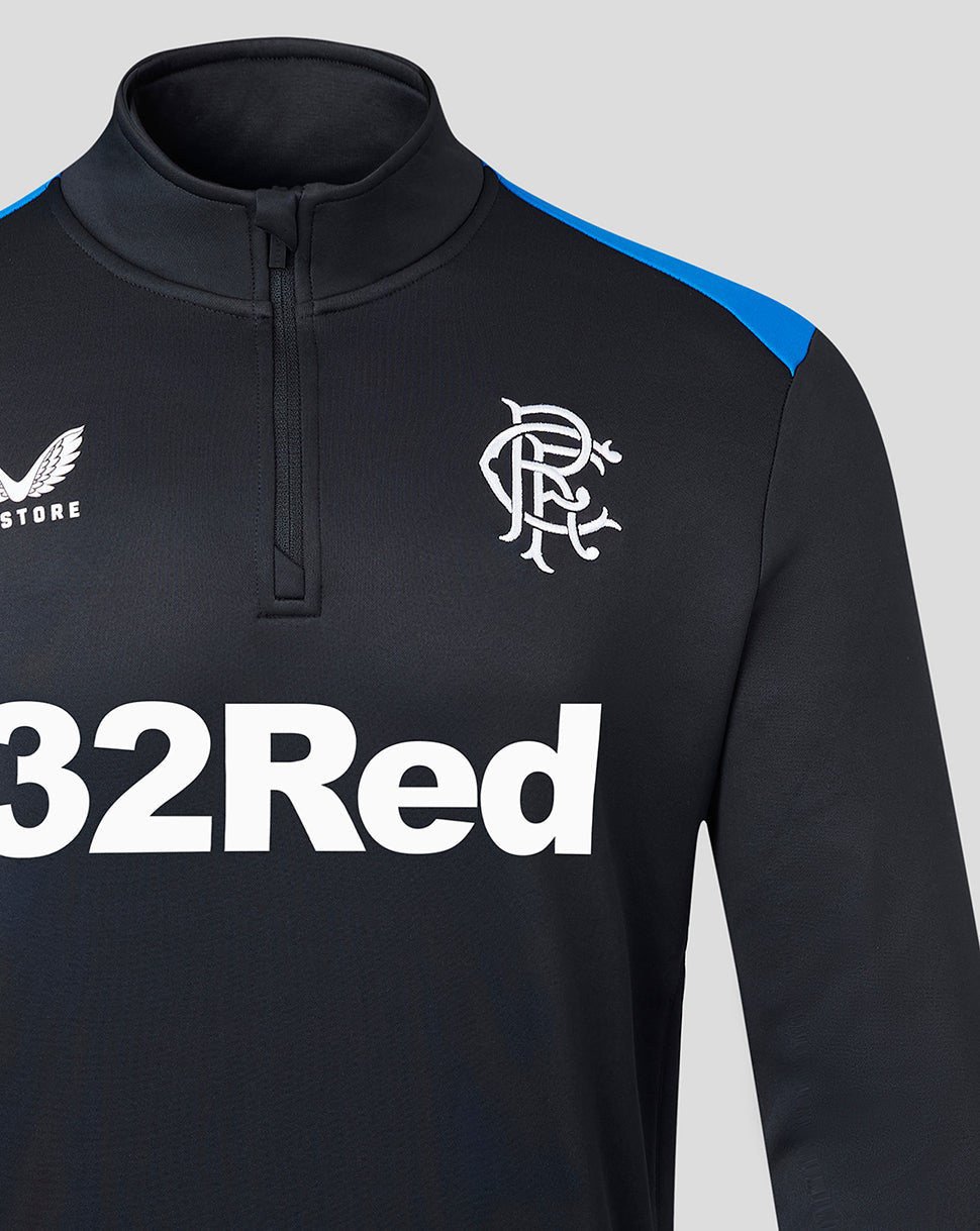 Mens 23/24 Matchday Training Fleece 1/4 Zip Midlayer - Black/Blue