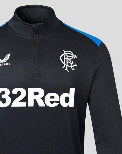 Mens 23/24 Matchday Training Fleece 1/4 Zip Midlayer - Black/Blue