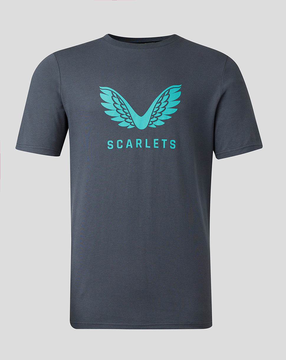 Scarlets Herren 23/24 Cotton Logo T-Shirt - Ebony