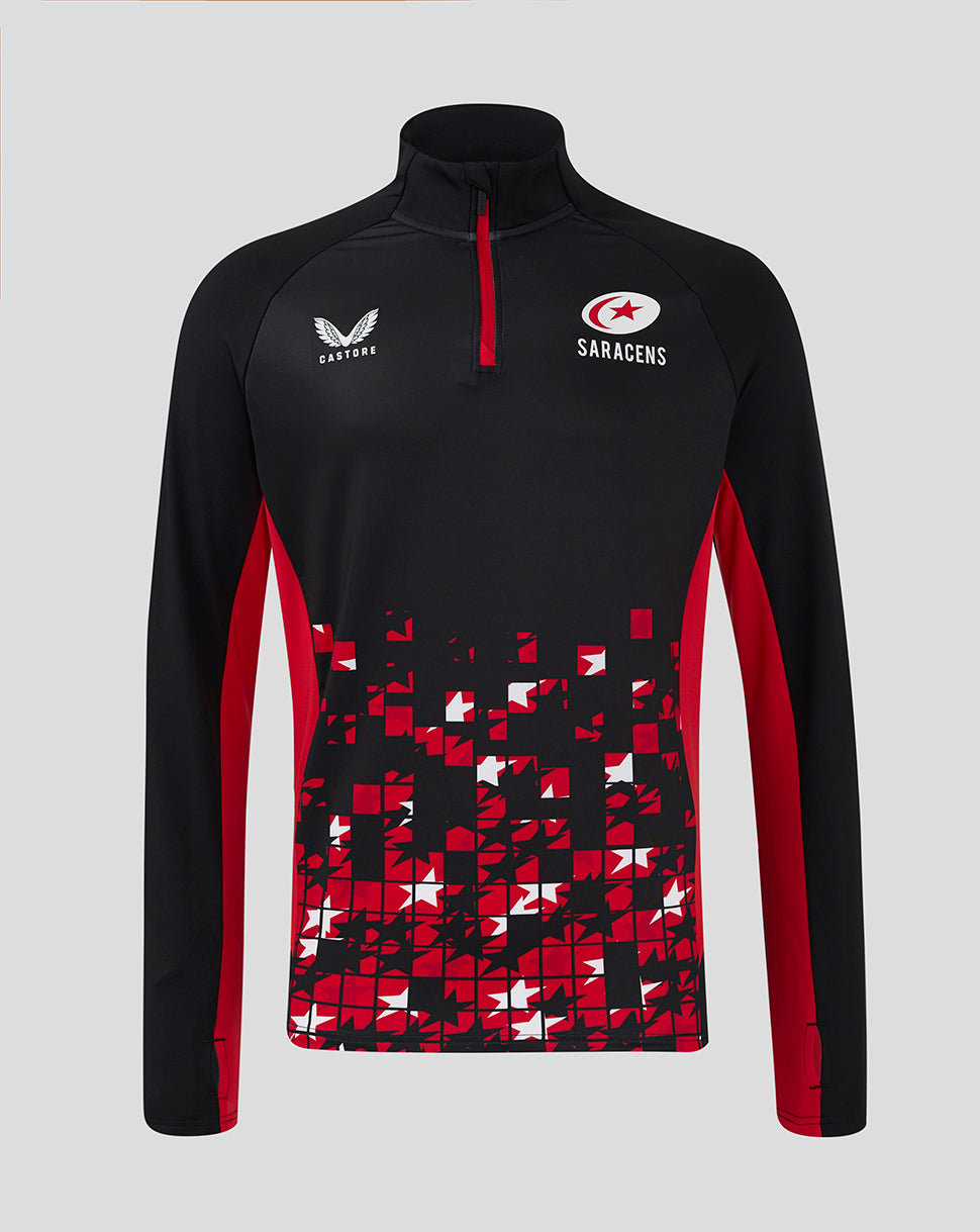 Saracens heren 24/25 matchday 1/4 zip – zwart/rood - Zwart/Rood
