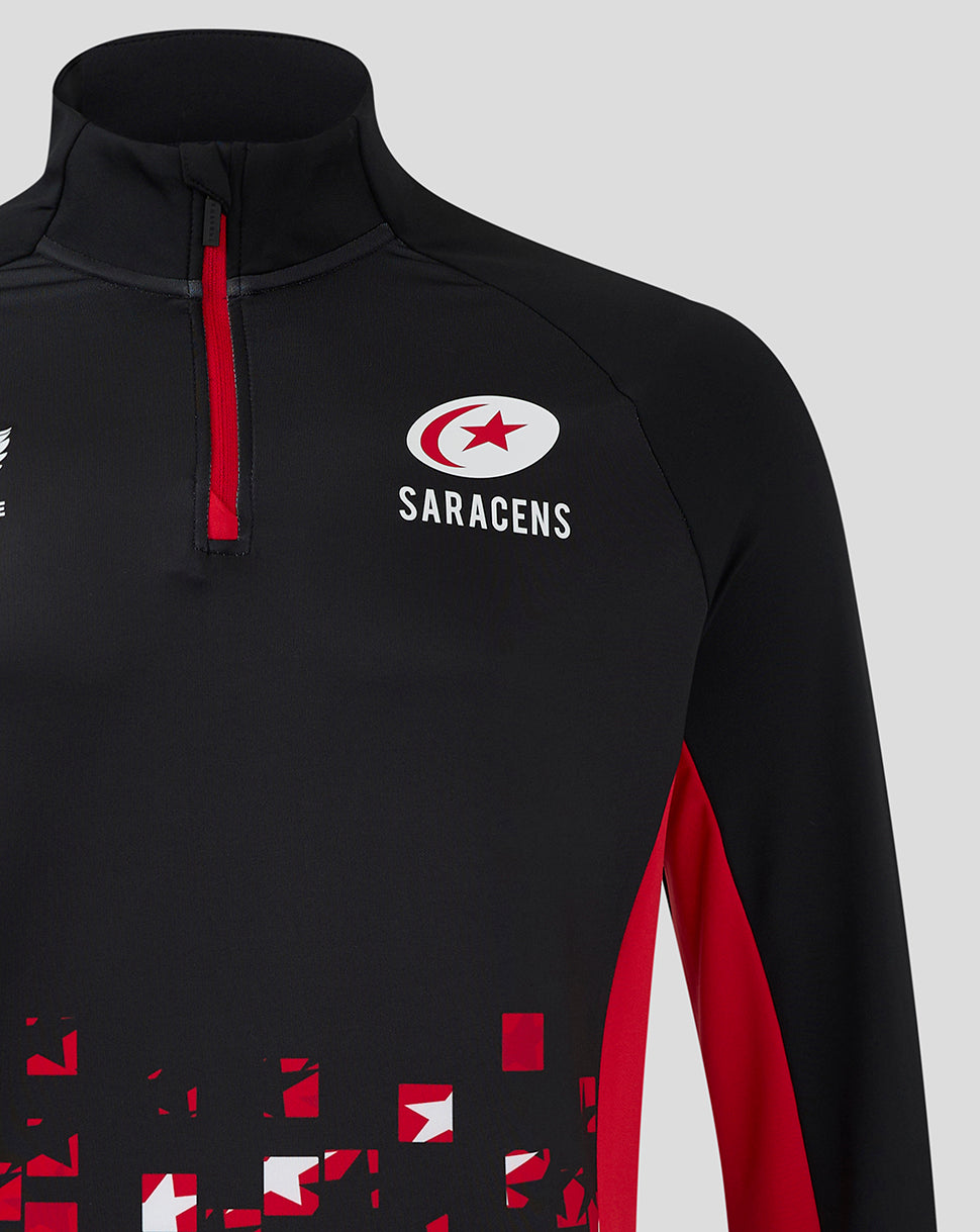 Saracens heren 24/25 matchday 1/4 zip – zwart/rood - Zwart/Rood