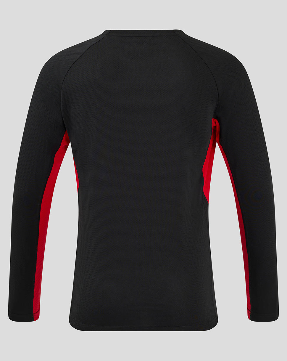 Saracens Herren 24/25 Matchday Langarm-T-Shirt – Schwarz/Rot - Schwarz/Rot