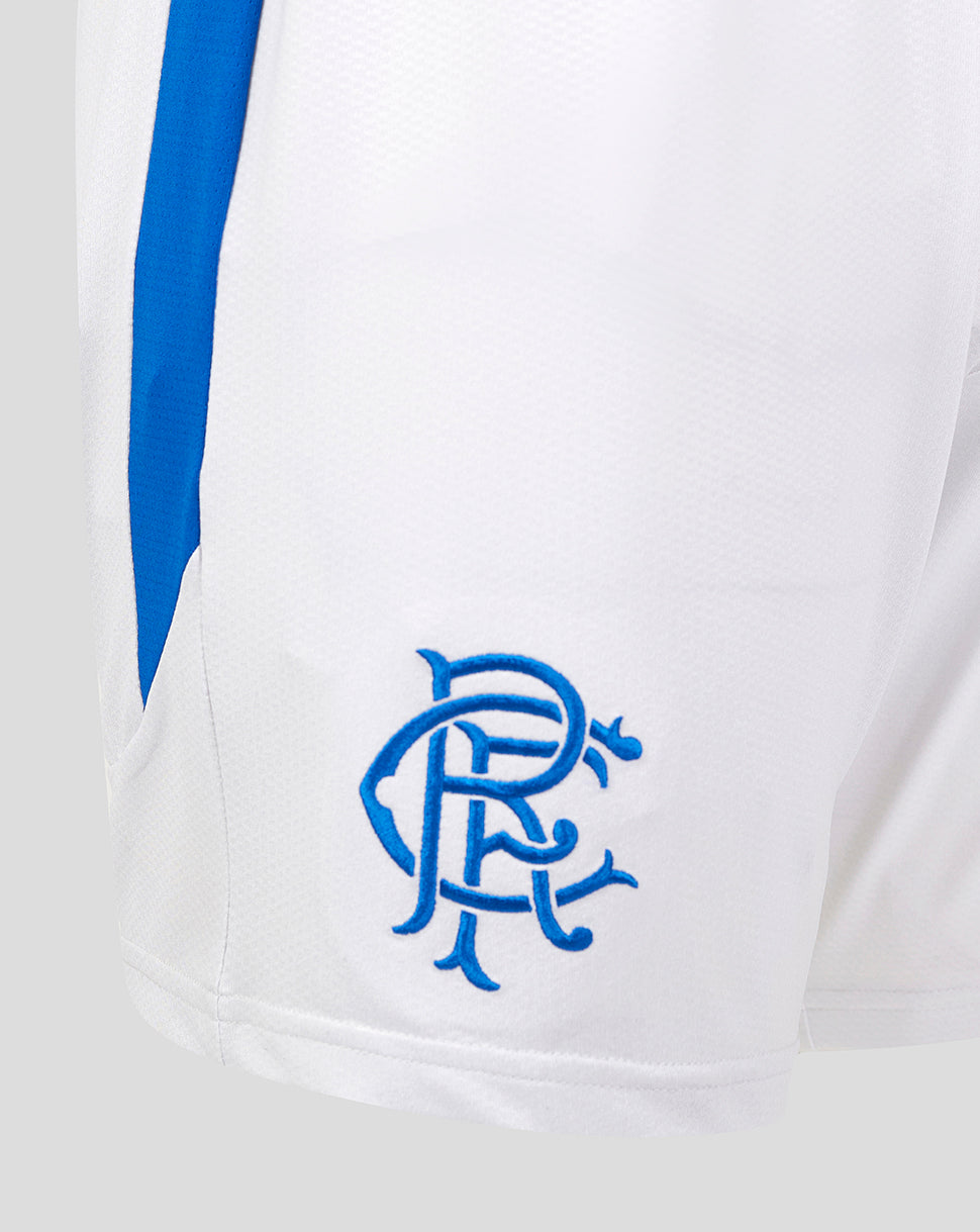 White Rangers away shorts with blue side panel and crest on the thigh.