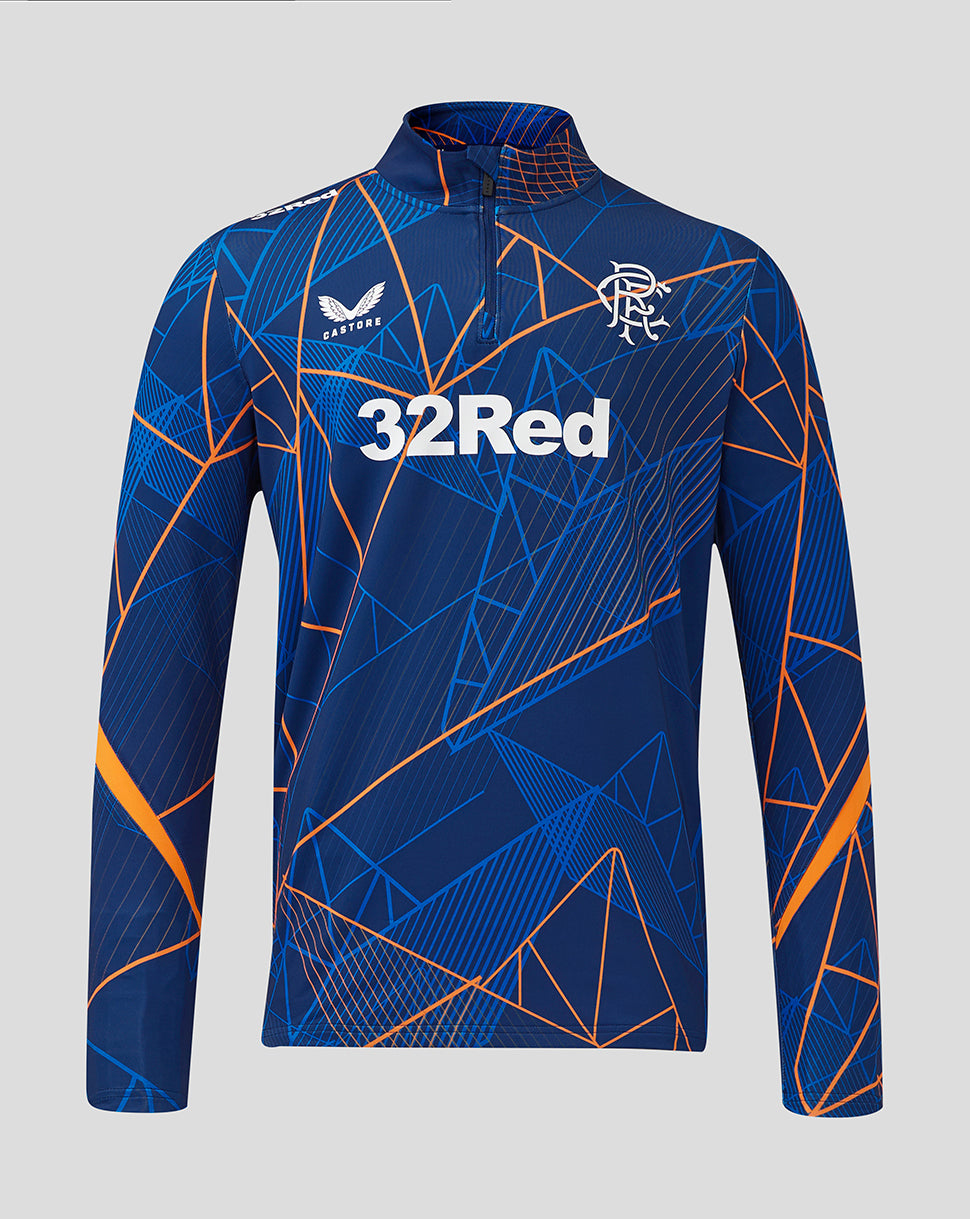 Rangers heren 24/25 League Matchday 1/4 zip midlayer - Blue Depths/Lapis Blue/Fel oranje