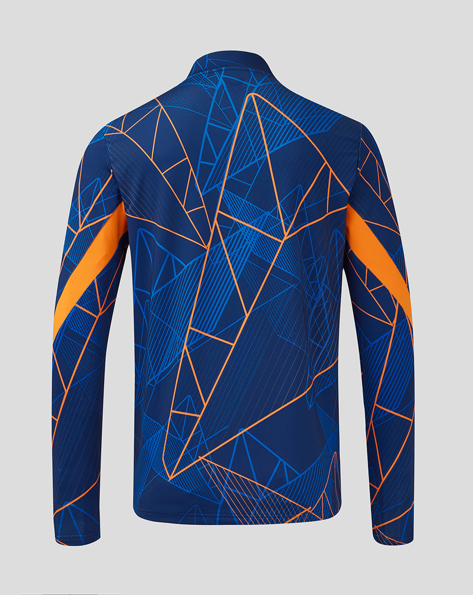 Rangers heren 24/25 League Matchday 1/4 zip midlayer - Blue Depths/Lapis Blue/Fel oranje