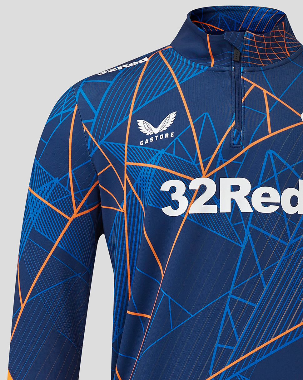 Rangers heren 24/25 League Matchday 1/4 zip midlayer - Blue Depths/Lapis Blue/Fel oranje