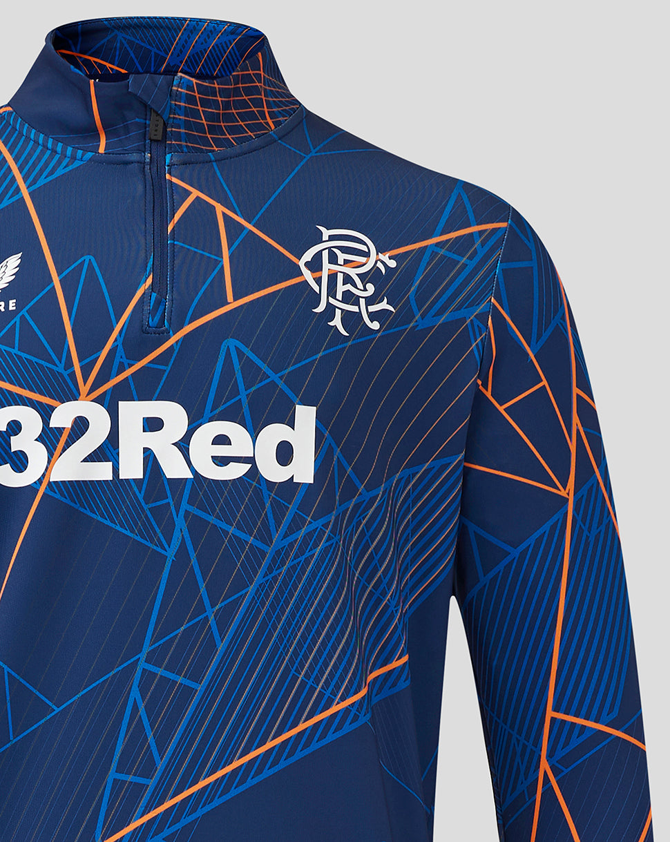 Rangers heren 24/25 League Matchday 1/4 zip midlayer - Blue Depths/Lapis Blue/Fel oranje