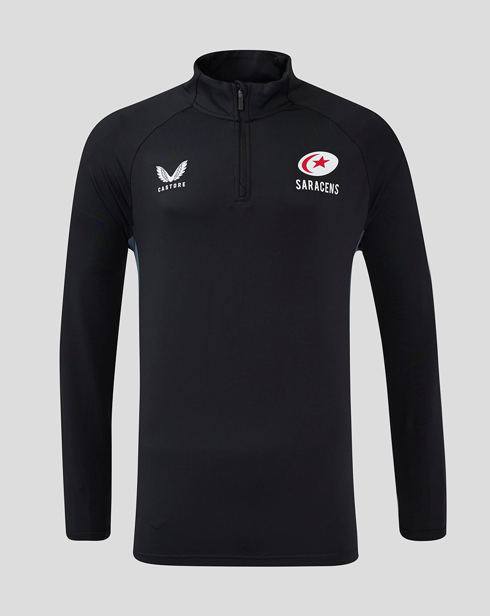 Saracens Herren 24/25 Trainings-1/4-Zip – Schwarz - Schwarz/Grau