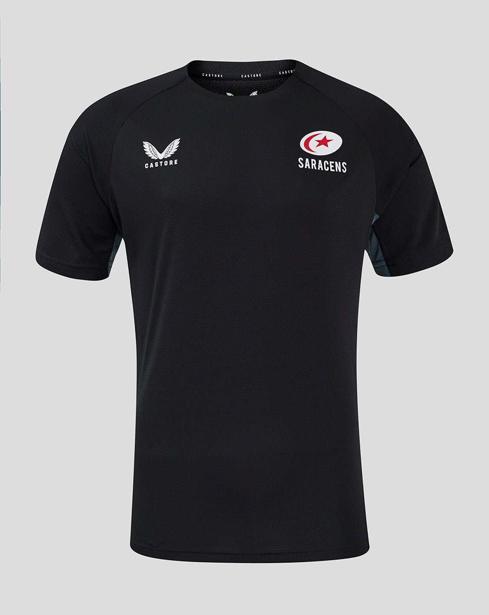 Saracens heren 24/25 trainings-T-shirt met korte mouw – zwart - Zwart/Grijs