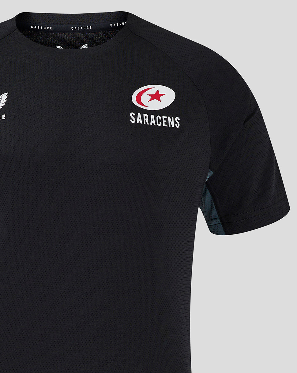 Saracens heren 24/25 trainings-T-shirt met korte mouw – zwart - Zwart/Grijs