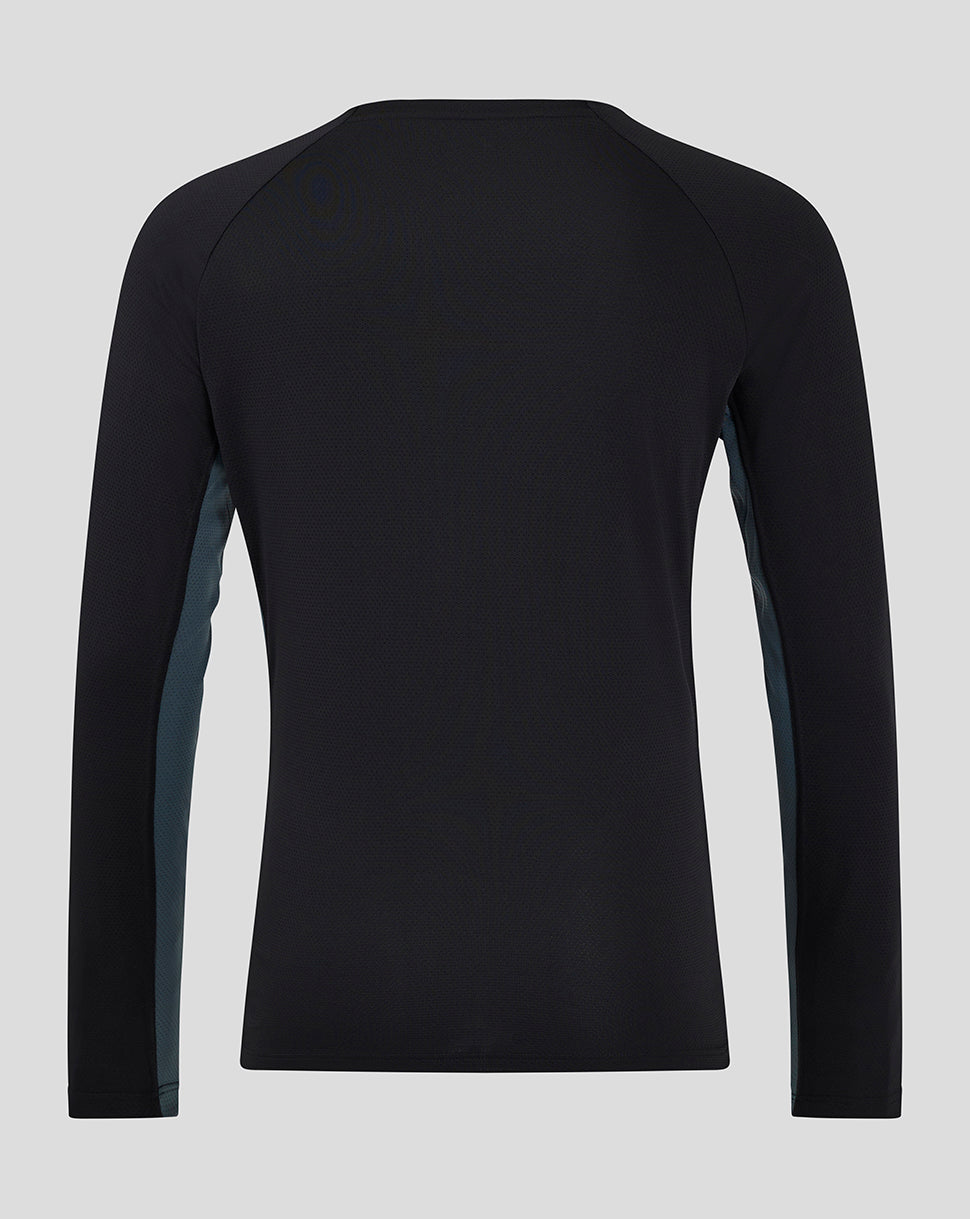 Saracens heren 24/25 trainings-T-shirt met lange mouw – zwart - Zwart/Grijs
