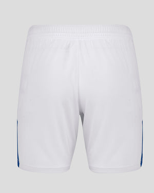 Back view of white Everton home shorts with clean silhouette and center seam