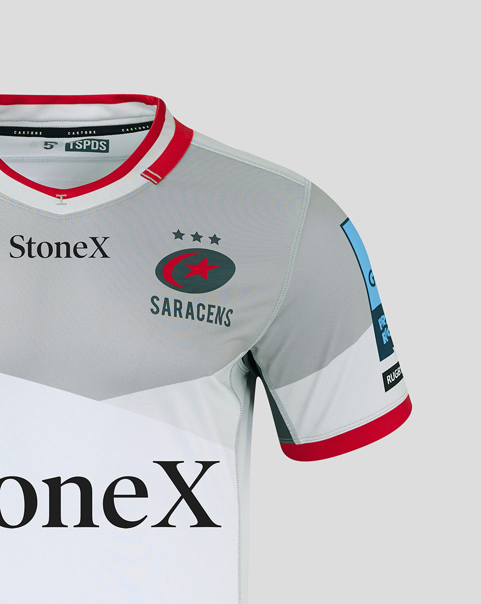 Saracens Heren Pro Uit Shirt 24/25 - Grijs/Rood