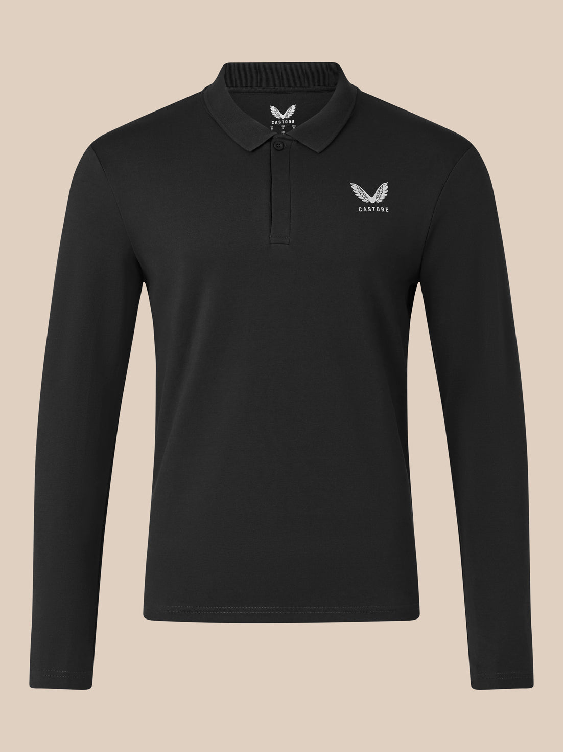 Men's Long Sleeve Cotton Polo - Black