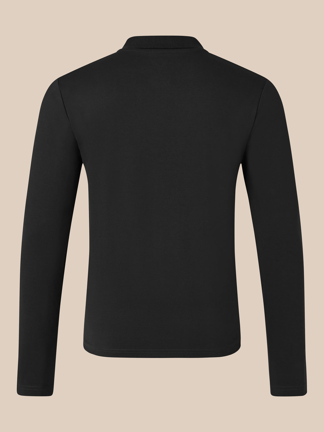 Men's Long Sleeve Cotton Polo - Black - Black